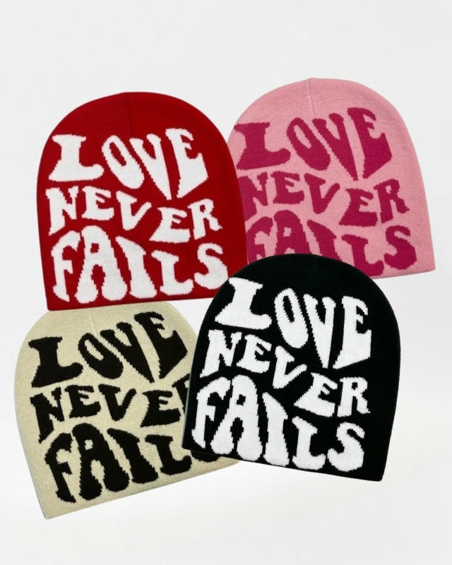 Beanie with “Love Never Fails” embroidery | ITALIVIO